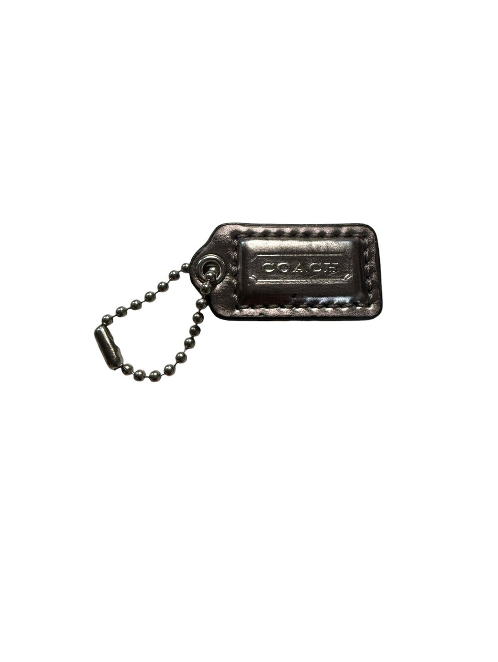 Coach Leather Hangtag - Silver Metallic Small (1.5")